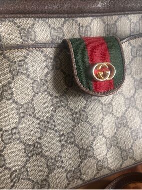 Gucci Brown Suede Interior Bag with Gold Logo Tab